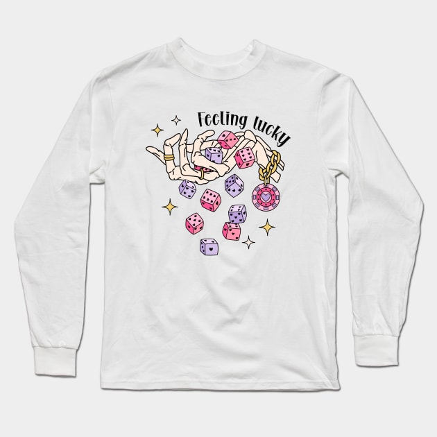 Feeling Lucky Skeleton Love Long Sleeve T-Shirt by Nessanya